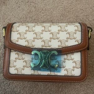 Celine white and brown crossbody bag.
